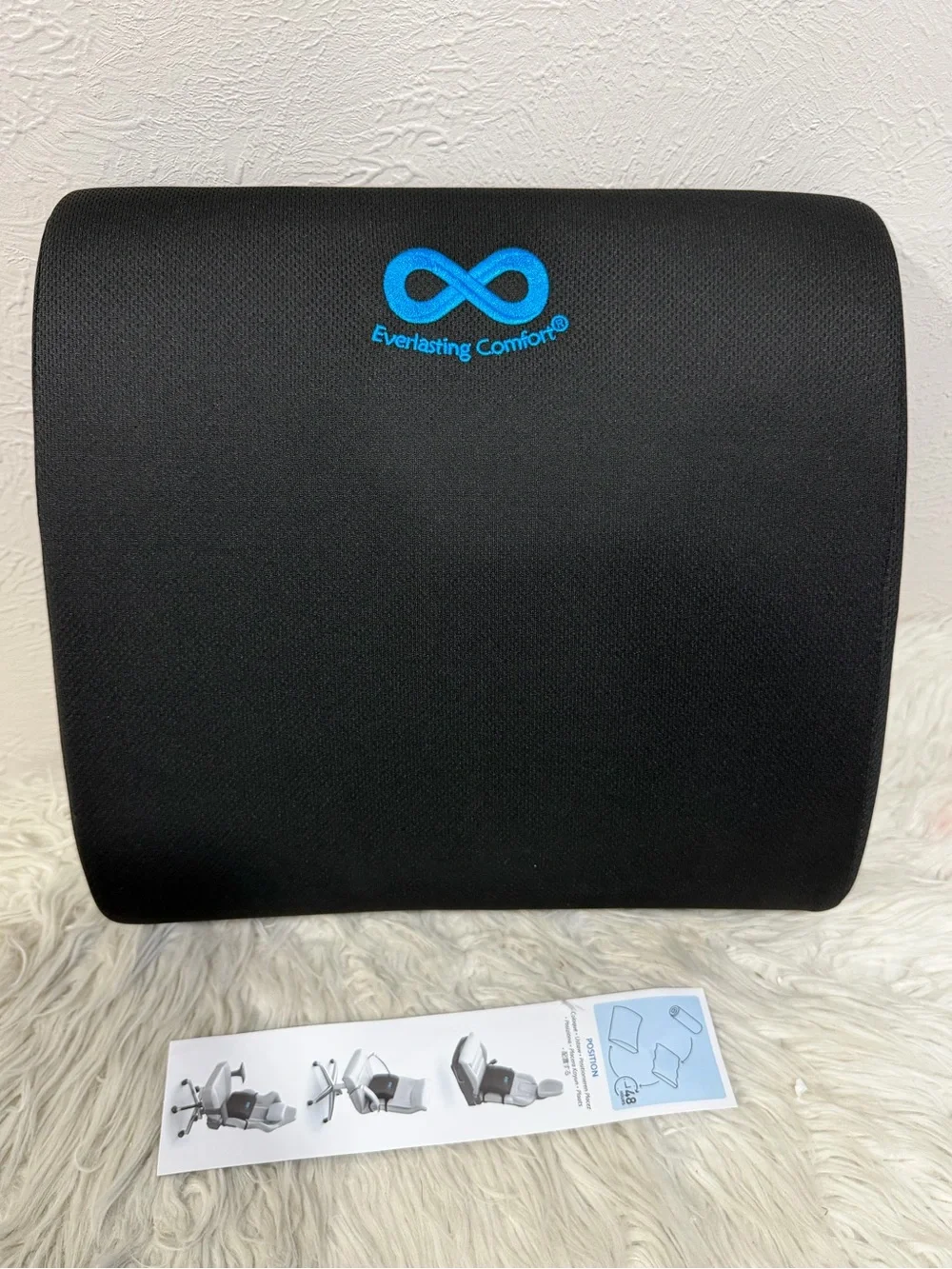 Black Lumbar Support Cushion - Ergonomic Back Pillow